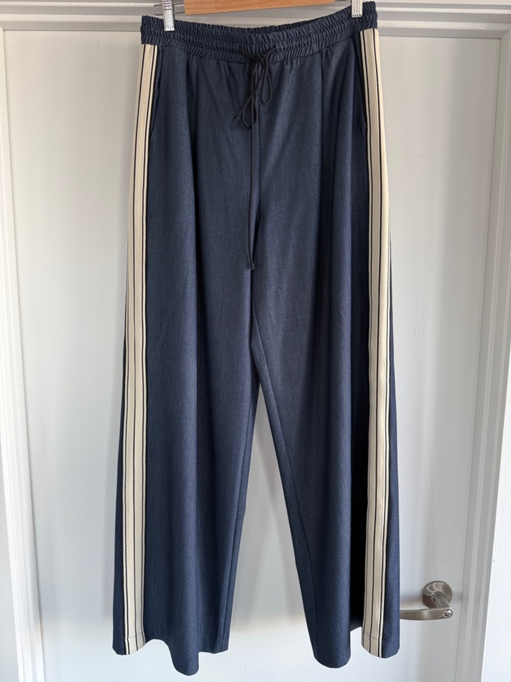 Drawstring Track Pants with Contrast Stripe